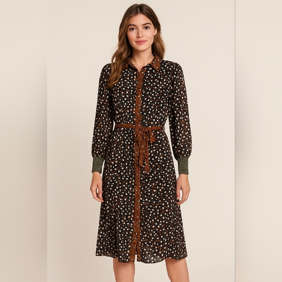 Esqualo Printed Button Front Shirt Dress Size 6 (EU 36) - Picture 1 of 4
